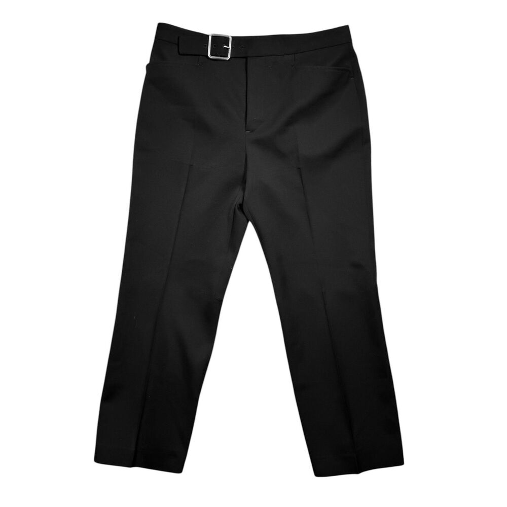 Jil Sander Womens IT 40 US 8 Black Wool Straight Leg Cropped Pants Italy Luxury